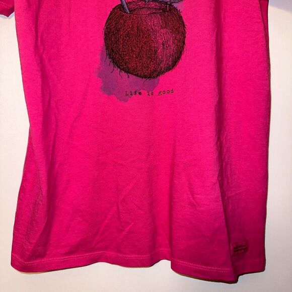 Life is Good Classic V Neck Pina Colada Pink Graphic Tee  Medium EUC - Picture 2 of 9